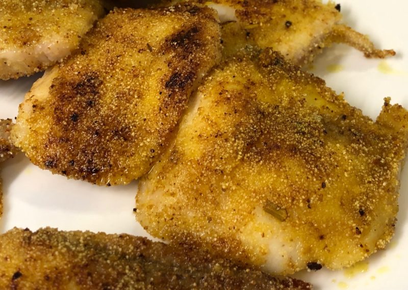 Crispy tilapia with haldi etc.